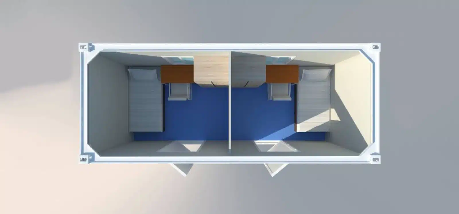 Container bedrooms are flat packed and assembled on-site
