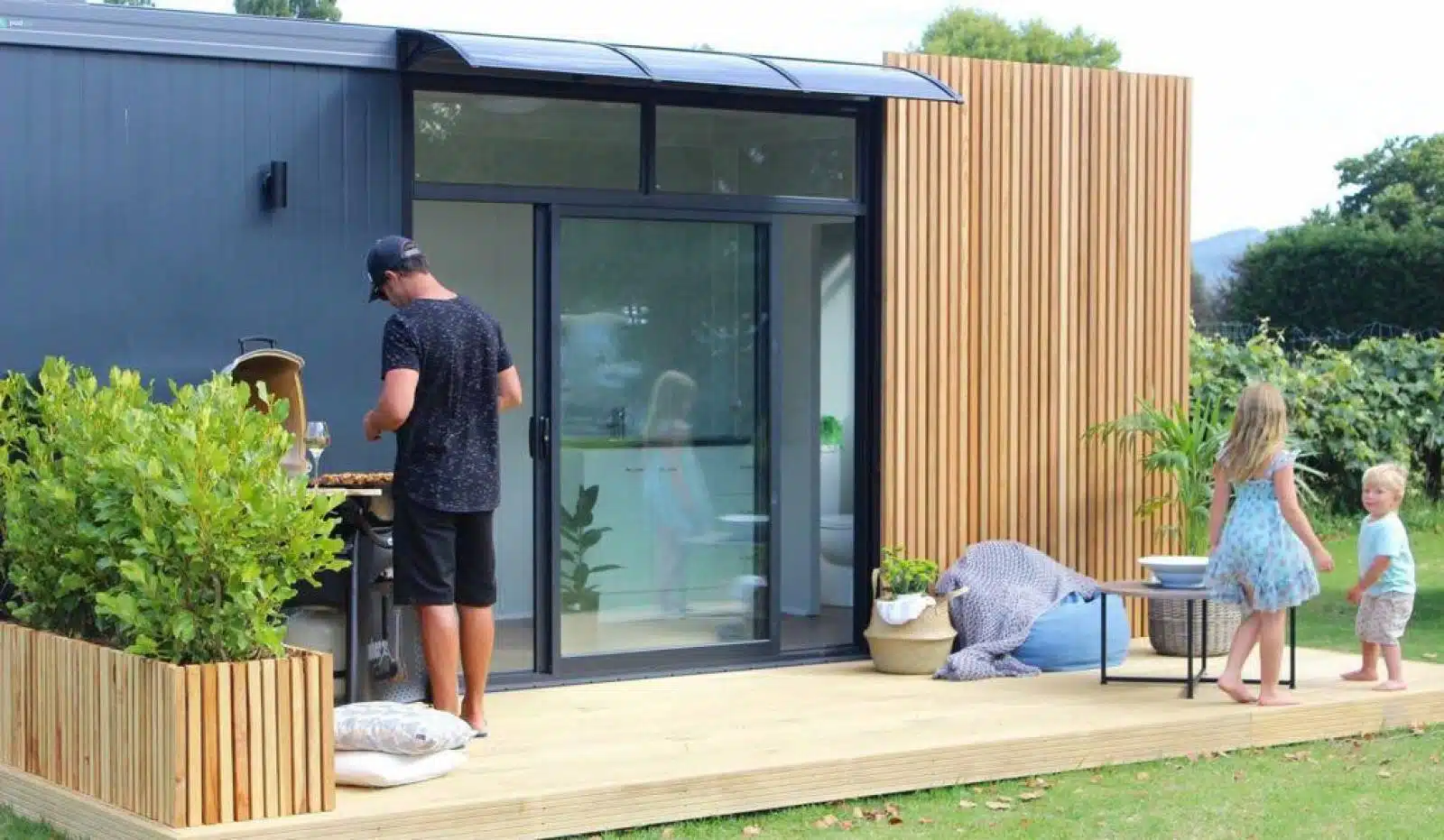 Modern shipping container home for families and vacations