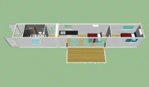 2 bedroom residential container home floor plan