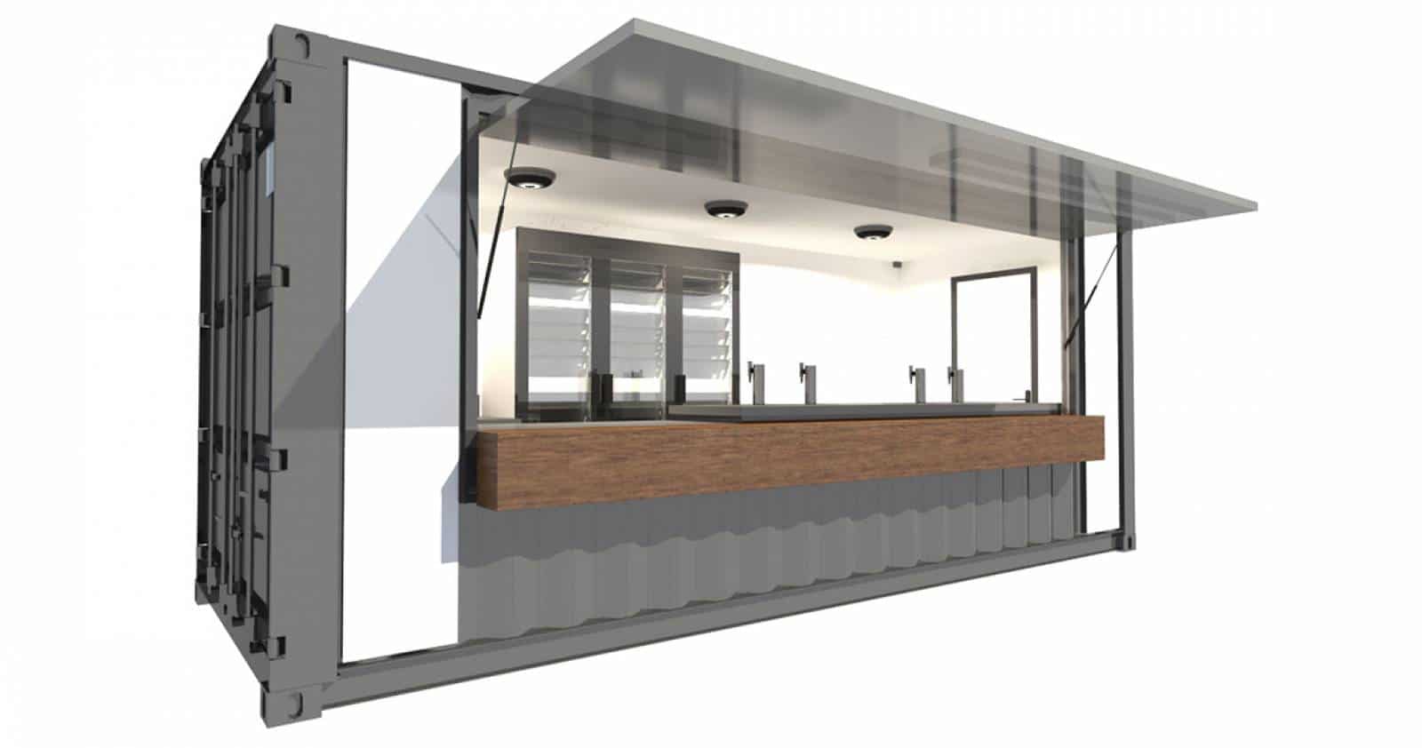 Portable container store for food and coffee stand