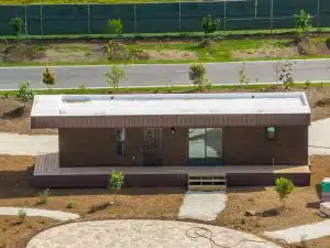 Stylish container home with back views