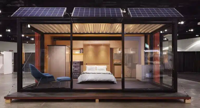 Expandable container home with large windows