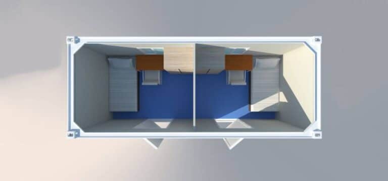 Container bedrooms are flat packed and assembled on-site